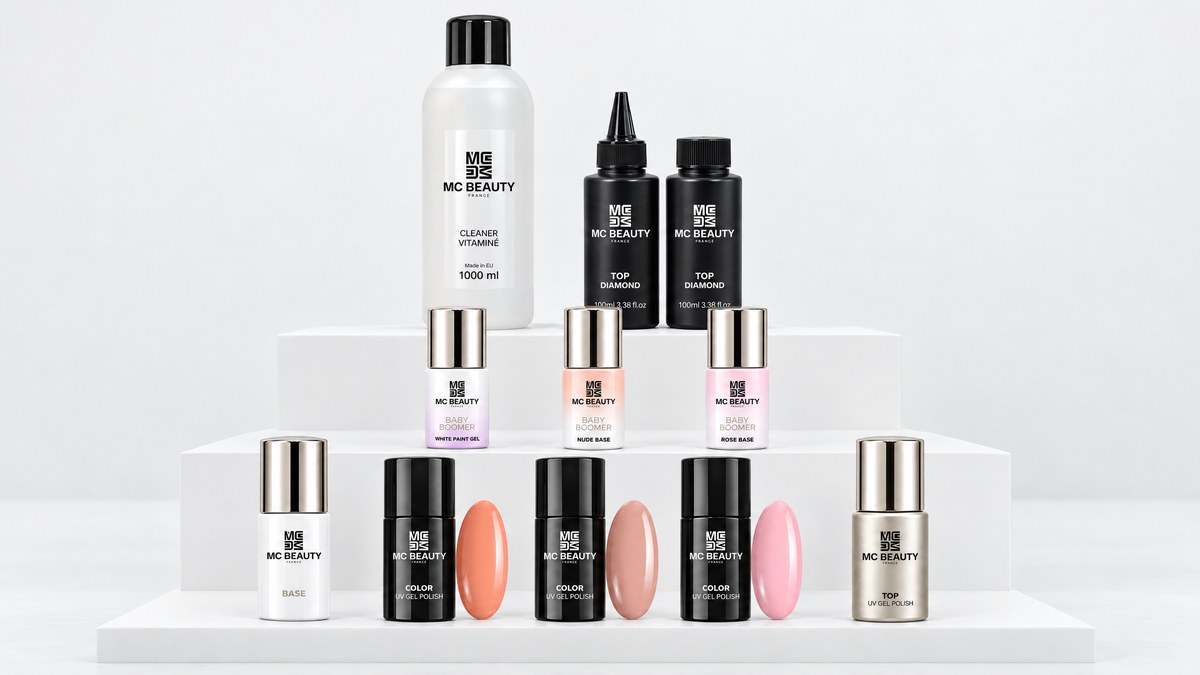La famille complète du nouveau packaging : cleaner, recharges, Baby Boomer, base, couleurs et top