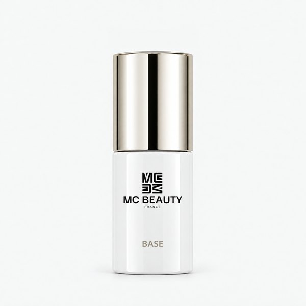 Flacon BASE blanc, bouchon chrome